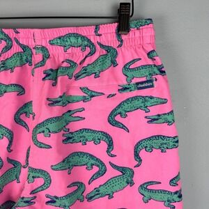 Chubbies Men's Size Large 7" Lined Swim Trunks Shorts‎ Pink Alligator Drawstring